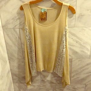 Gold knit sleeveless A-Line top